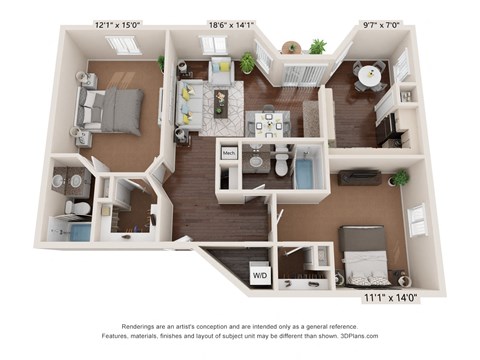 Andros floor plan at The Villages Apartment of Banyan Grove Apartments for rent in Boynton Beach FL